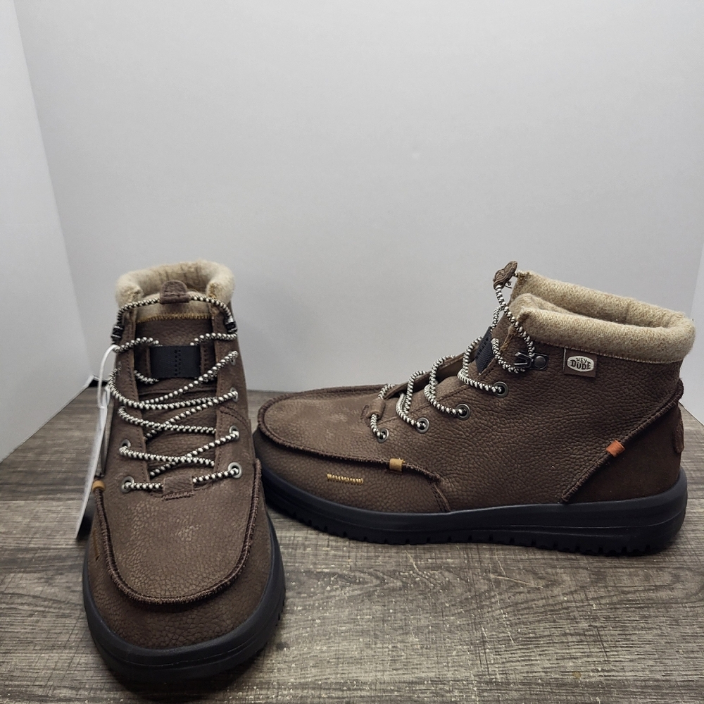 Hey Dude Bradley Brown Leather Ankle Lace Up Boots Mens Size 12 New